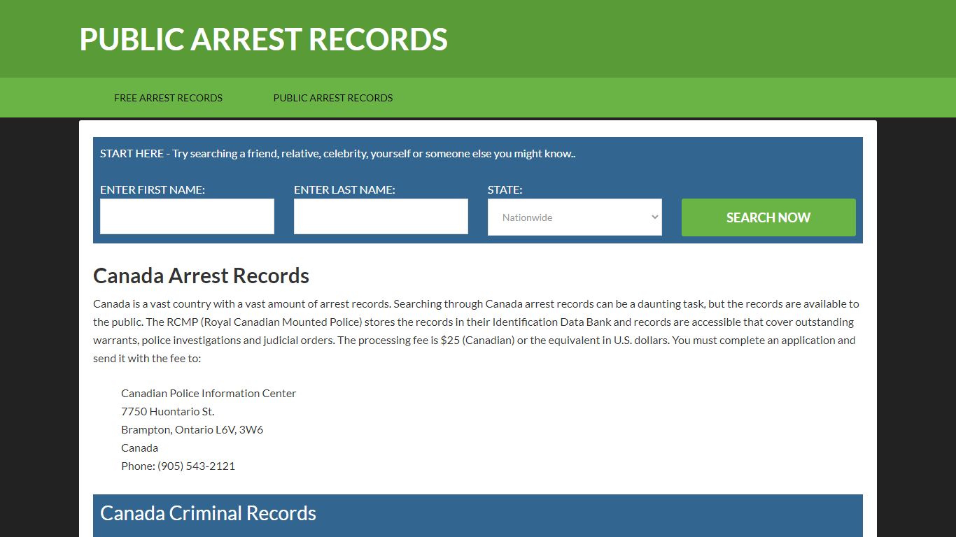 Canada Arrest Records | Get Instant Reports On People